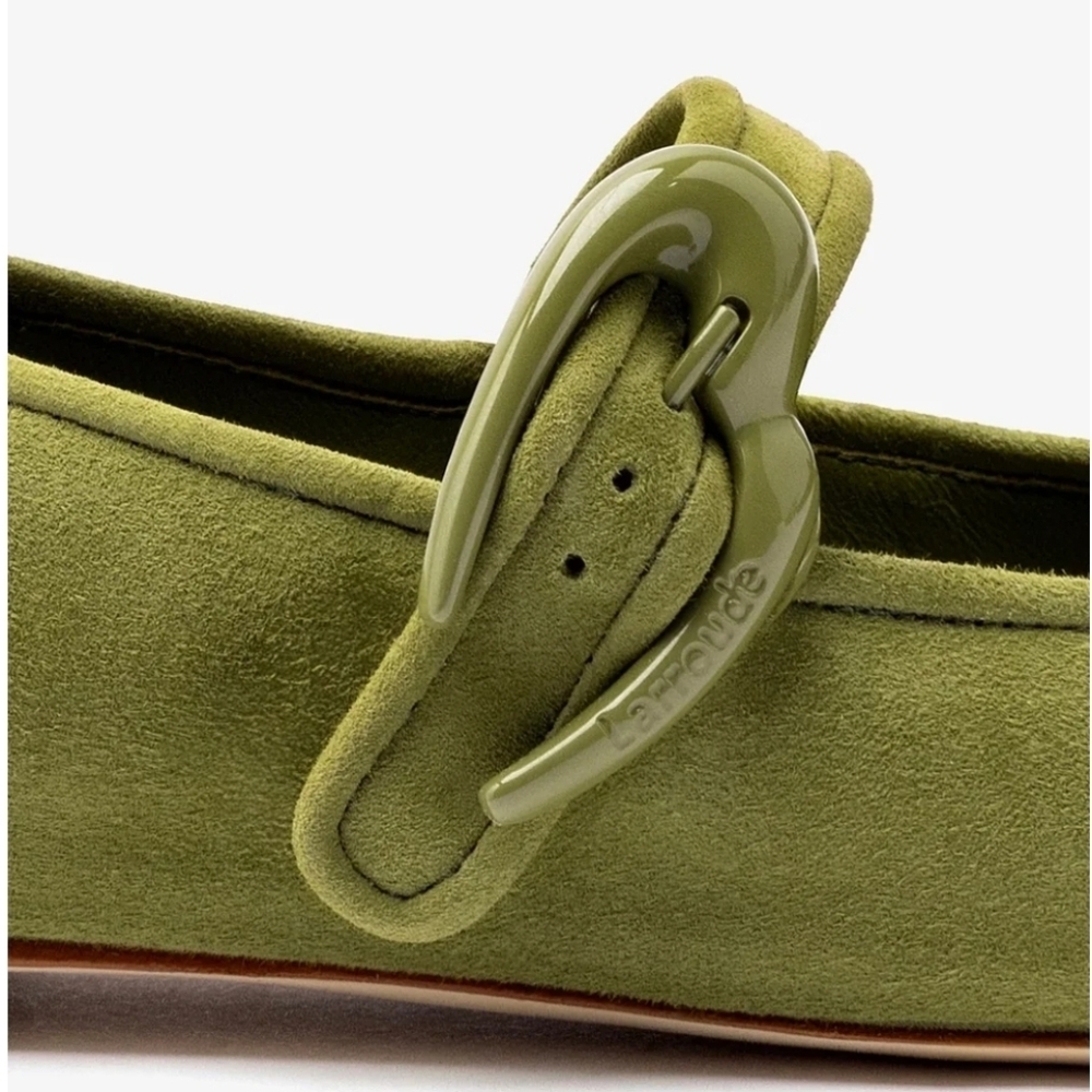 💚🔹️LARROUDE🔹️ Handmade In Brazil Suede Seaweed  Verona Ballet Flats - Picture 5 of 7